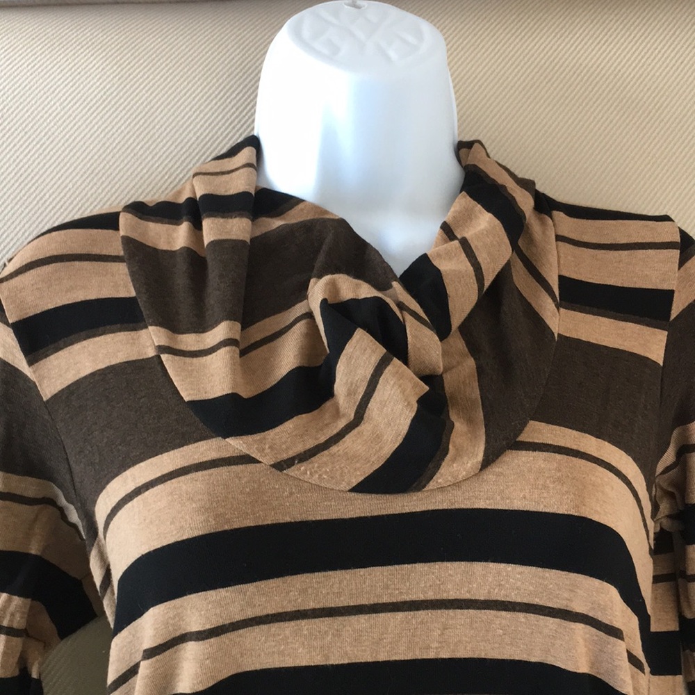 Red Haute tan, brown & black striped tunic